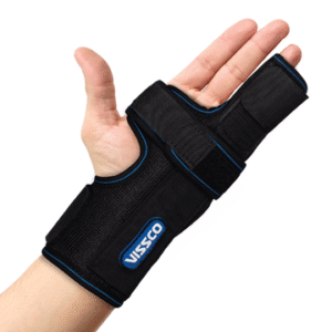 Boxer's Support Brace | Detachable Splints | For Finger Fracture, Trigger Finger | Left / Right Hand (Black)